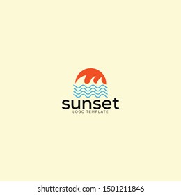 landscape sunset logo concept with minimalist style