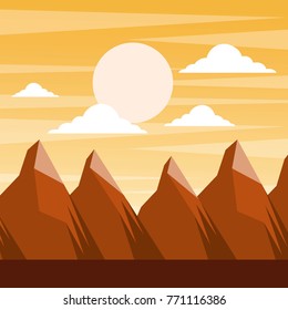 landscape sunset in the mountains full moon and clouds scene