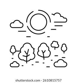 landscape sunset sun summer sunlight line icon vector. landscape sunset sun summer sunlight sign. isolated contour symbol black illustration