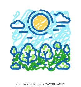 landscape sunset sun summer sunlight doodle icon sketch vector. landscape sunset sun summer sunlight sign. isolated symbol illustration