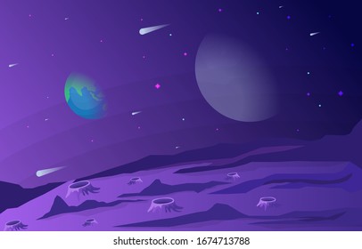 Landscape Surface of Planet Sky Space Science Fiction Fantasy Illustration