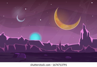 Landscape Surface of Planet Sky Space Science Fiction Fantasy Illustration