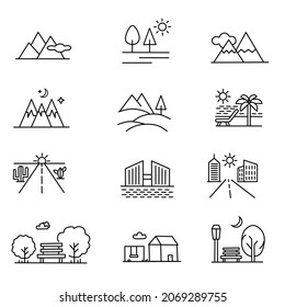 Landscape Symbols Map Symbols Others Stock Vector (Royalty Free) 2069929058