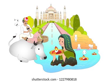 Landscape of Taj Mahal and India