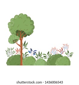 landscape with tall tree isolated icon