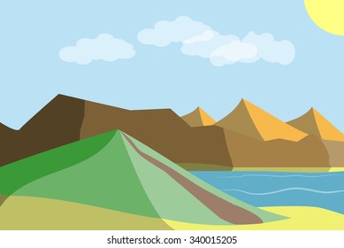 landscape and three pyramid