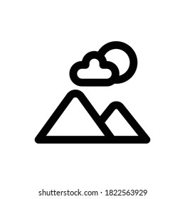 Landschaft (Reisen) Symbol Umriss-Vektorgrafik. einzeln auf weißem Hintergrund