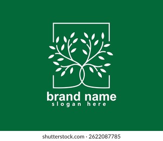 landscape, tree care logo, tree with line concept in frame, logo design inspiration