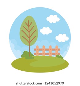 landscape with tree and fence