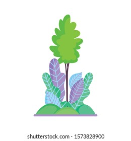 landscape tree grass nature foliage ecology vector illustration