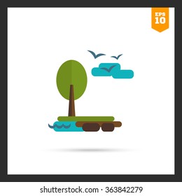 Landscape with tree and lake