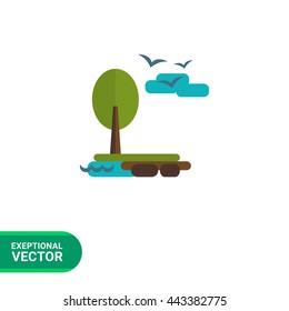 Landscape with tree and lake