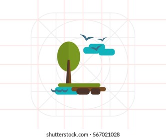 Landscape with tree and lake