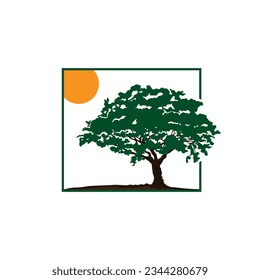 Landscape Tree logo design illustration vector template. Vector illustration