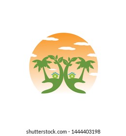 landscape with a tree logo template