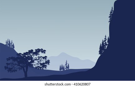 Landscape tree in mountain with blue backgrounds