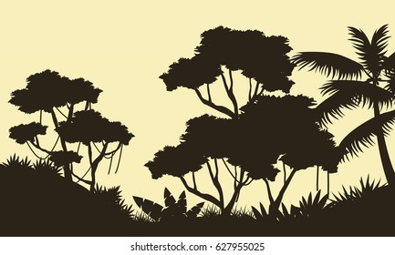 Landscape of tree on forest silhouette