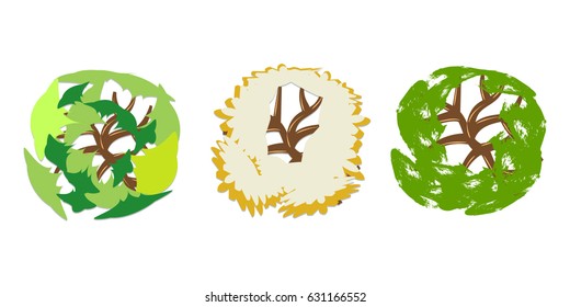 landscape tree set item top view for design