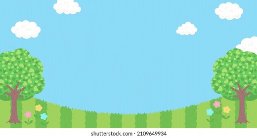 Landscape with trees, Background vector illustration, Banner size