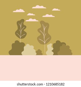 landscape with trees and clouds isolated icon
