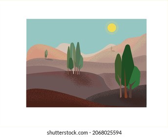 Landschaft mit Bäumen in der Wüste