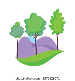 landscape trees grass nature foliage ecology vector illustration