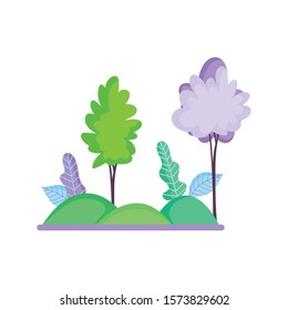 landscape trees grass nature foliage ecology vector illustration