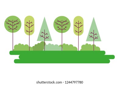 landscape trees grass on white background