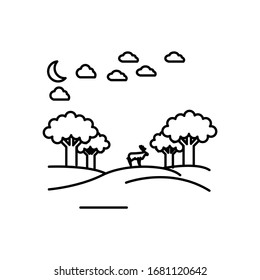 ilustración de la línea del paisaje arbolado