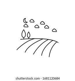 ilustración de la línea del paisaje arbolado