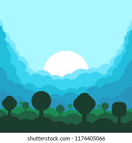Landscape with trees in a minimalist style
