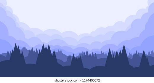 Landscape with trees in a minimalist style