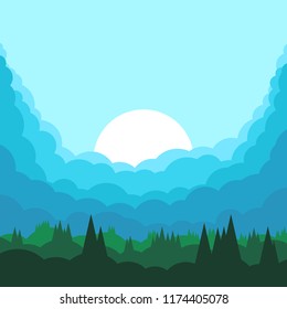 Landscape with trees in a minimalist style