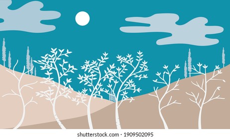 landscape trees and mountain vector background nature