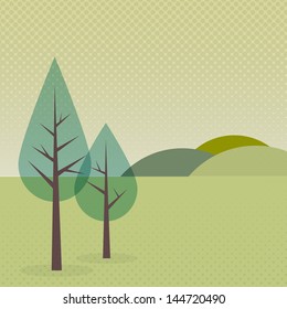 Landscape with trees and mountains