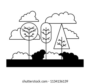 landscape with trees plants icon