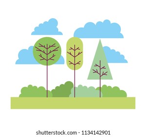 landscape with trees plants icon