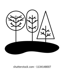 landscape with trees plants icon