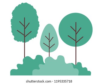 landscape with trees and plants isolated icon