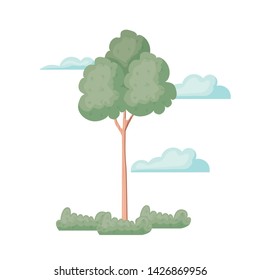 landscape with trees and plants isolated icon