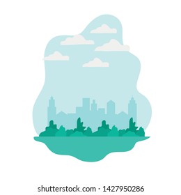 landscape with trees and plants isolated icon