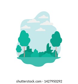 landscape with trees and plants isolated icon