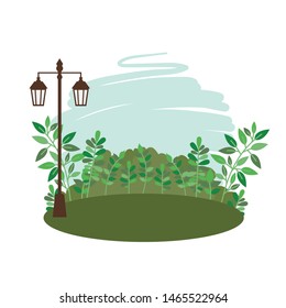 landscape with trees and plants isolated icon