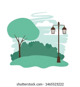 landscape with trees and plants isolated icon