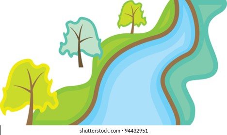 landscape with trees and river