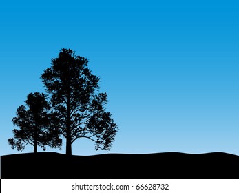 Landscape with trees (vector)