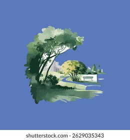  landscape with trees and water