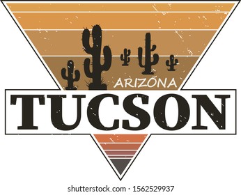Landscape of Tucson Arizona. T-shirt and apparel vector design, print, typography, poster, emblem