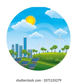 landscape with turbines energy power