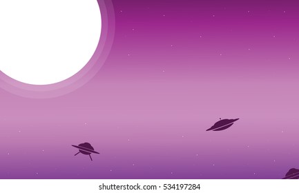 Landscape of ufo in galaxy sky